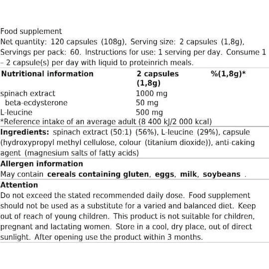 Peak Nutrition Ecdysterone 120 caps Unflavoured