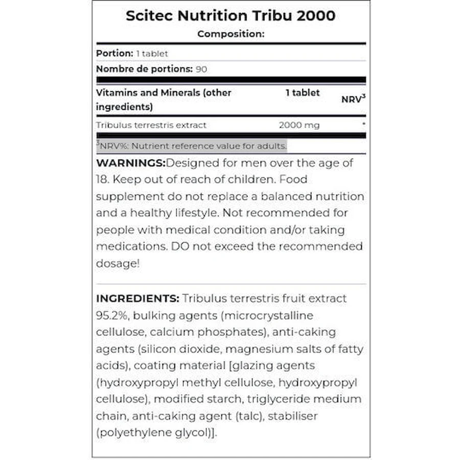 Scitec Nutrition Tribu 2000mg Libido & Testosterone Boosting Supplement 90 tabs