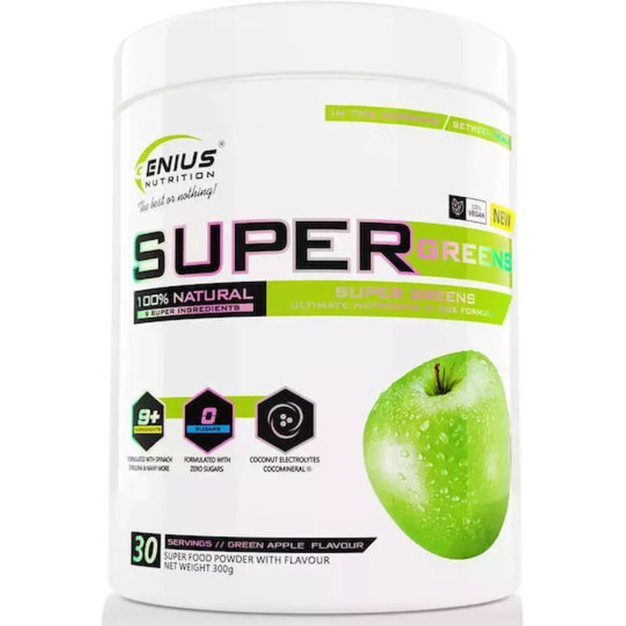 Genius Nutrition Super Greens Speciaal Voedingssupplement 300gr Groene Appel