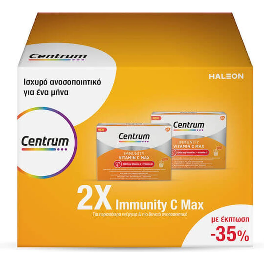 Centrum Immunity C Max Vitamin for Immune Strengthening, Skin & Antioxidant Action 1000mg Orange 2 x 14 sachets