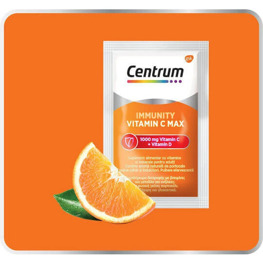 Centrum Immunity C Max Vitamin for Immune Strengthening, Skin & Antioxidant Action 1000mg Orange 2 x 14 sachets