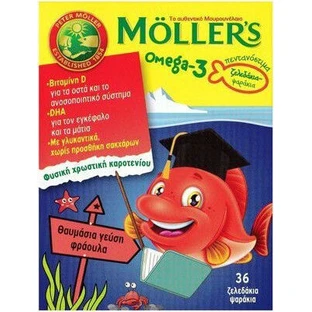 Moller's Omega 3 Visolie Geschikt voor kinderen 36 geleisnoepjes Aardbei