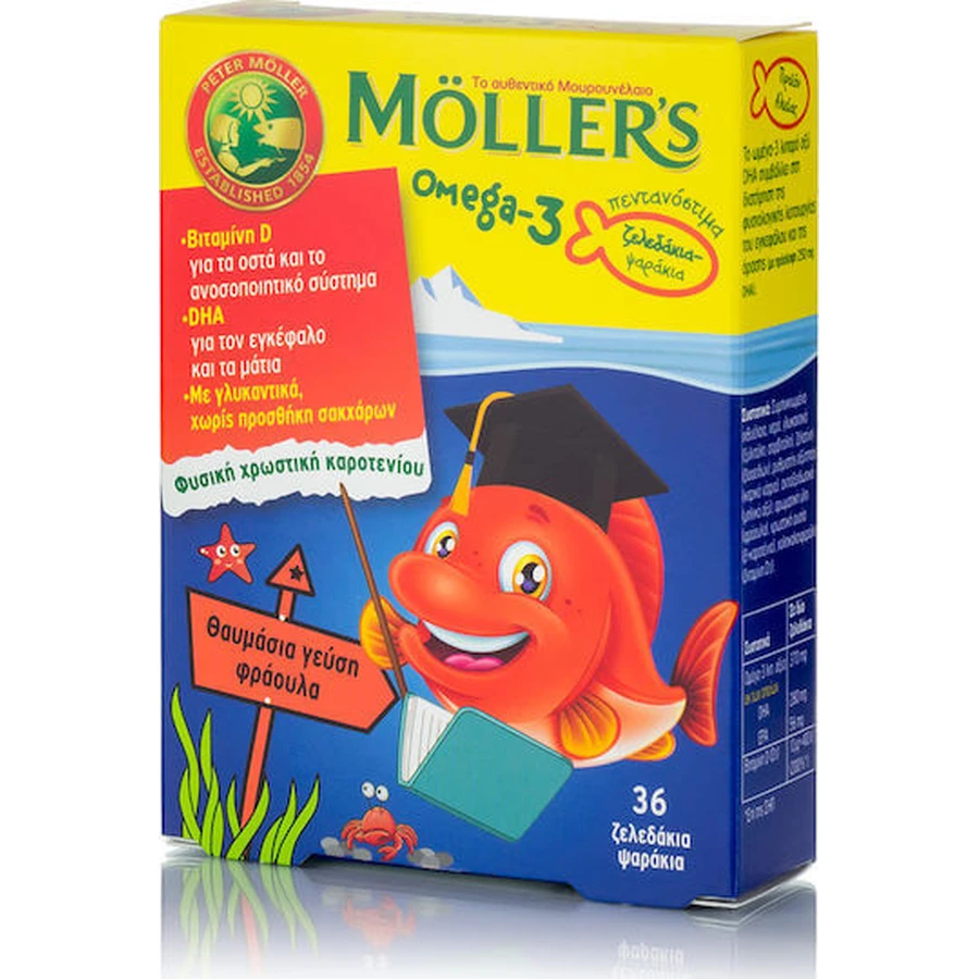 Moller's Omega 3 Visolie Geschikt voor kinderen 36 geleisnoepjes Aardbei