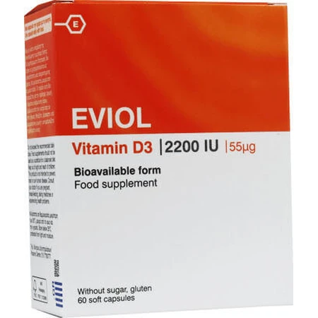Eviol Vitamina D3 Vitamina para el fortalecimiento del sistema inmunológico y la salud de las ovejas 2200iu 60 x 1 cápsulas blandas