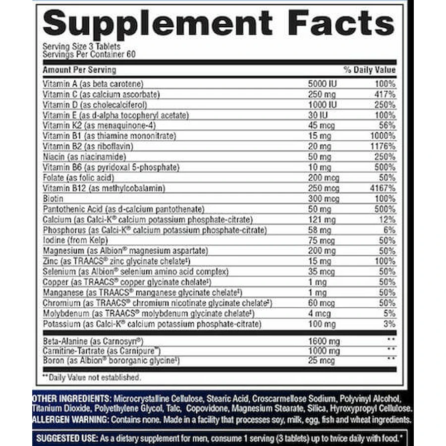 Gaspari Nutrition Anavite Multivitamină pentru Energie & Întărirea Sistemului Imunitar 180 Tablete