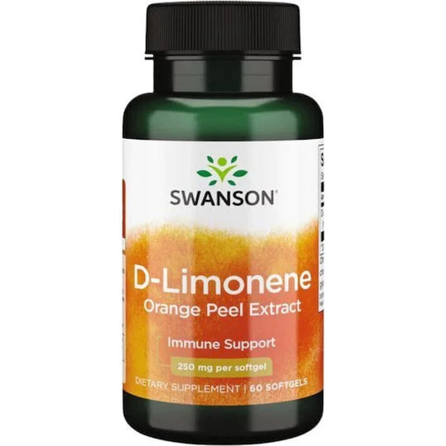 Swanson D-Limonene Extracto de cáscara de naranja 250 mg Suplemento para reforzar el sistema inmunitario 60 cápsulas blandas