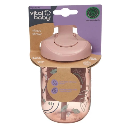 Tasse anti-gaspillage avec paille 350ml fraise Earthsmart Vital Baby