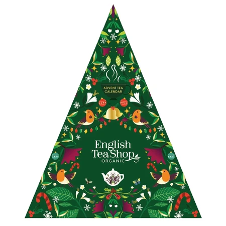 English Tea Shop Organic set, adventskalender, groene driehoek, biopiramidethee, 13 smaken, 2g x 25 builtjes