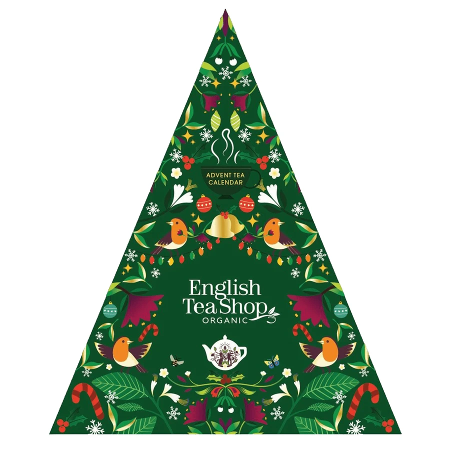 English Tea Shop Organic set, adventskalender, groene driehoek, biopiramidethee, 13 smaken, 2g x 25 builtjes