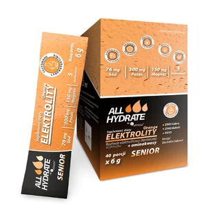 ALLHydrate Senior electrolitos con aminoácidos, sabor naranja, 6 g x 40 sobres