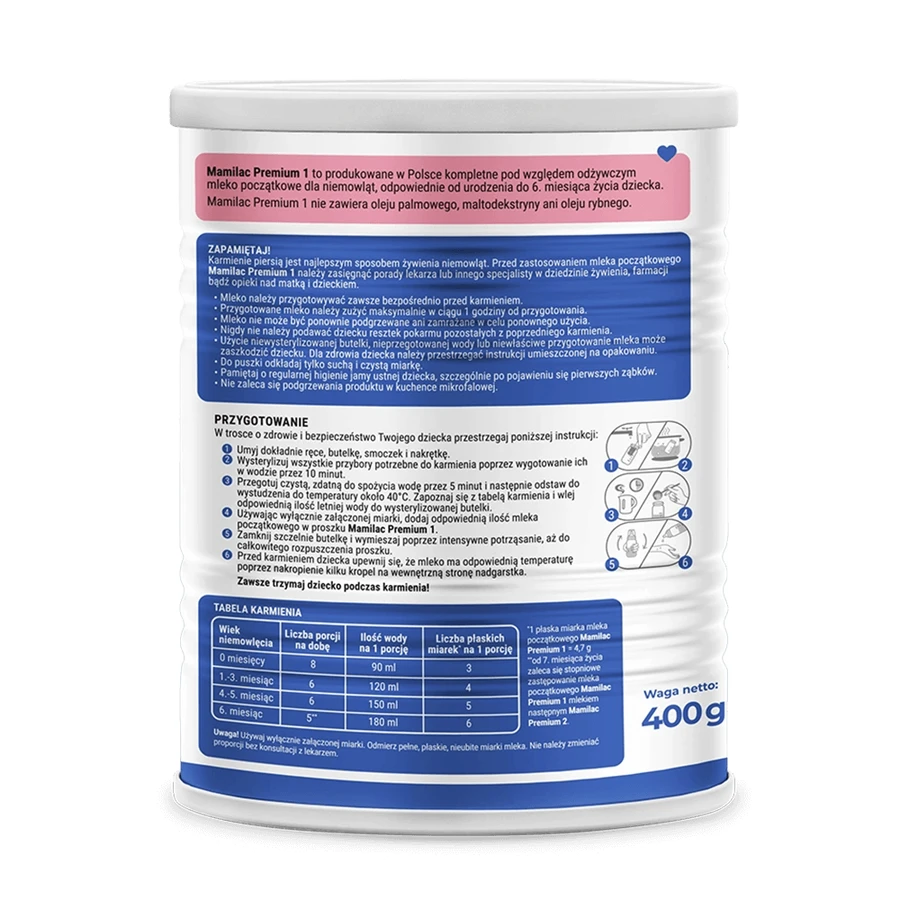 Mamilac Premium 1, zuigelingenmelk, vanaf de geboorte, 400 g