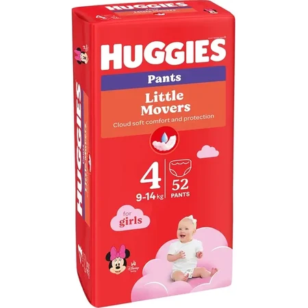 Luierbroekjes - Meisje, Mega Nr. 4, 9-14 kg, 52 stuks, Huggies