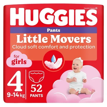 Luierbroekjes - Meisje, Mega Nr. 4, 9-14 kg, 52 stuks, Huggies