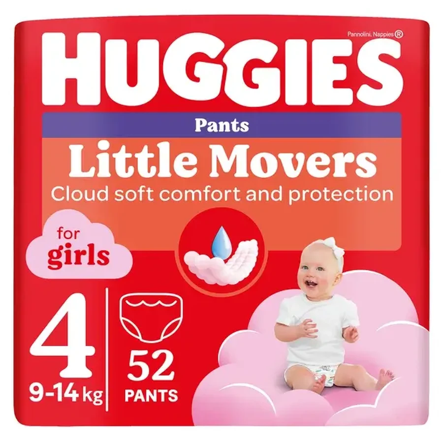 Luierbroekjes - Meisje, Mega Nr. 4, 9-14 kg, 52 stuks, Huggies