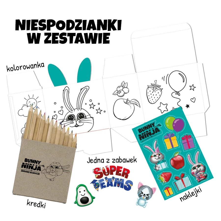 Bunny Ninja Gift Box set, fruit candy, 108 g