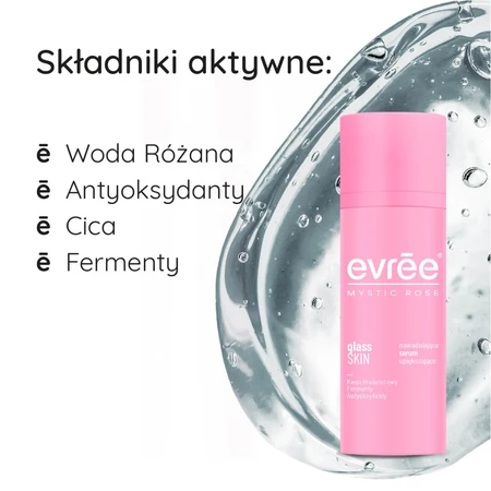 Evree Mystic Rose Glass Skin, hydrating beauty serum, 30 ml