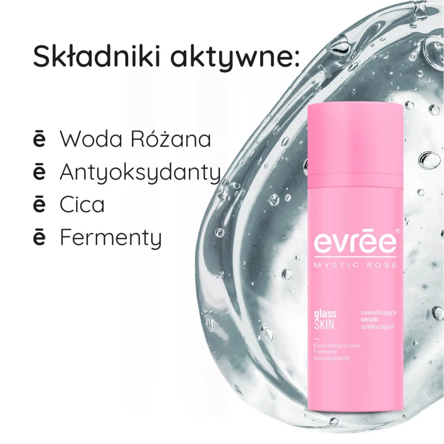 Evree Mystic Rose Glass Skin, hydrating beauty serum, 30 ml