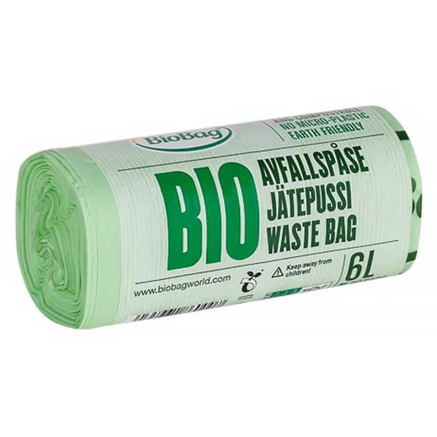 BioBag, sacs pour déchets organiques et mixtes, 6L, rouleau, 30 pièces
