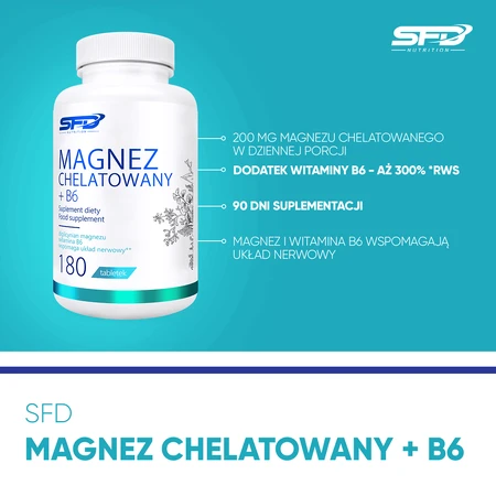 SFD Chelated Magnesium + B6, 180 tablets