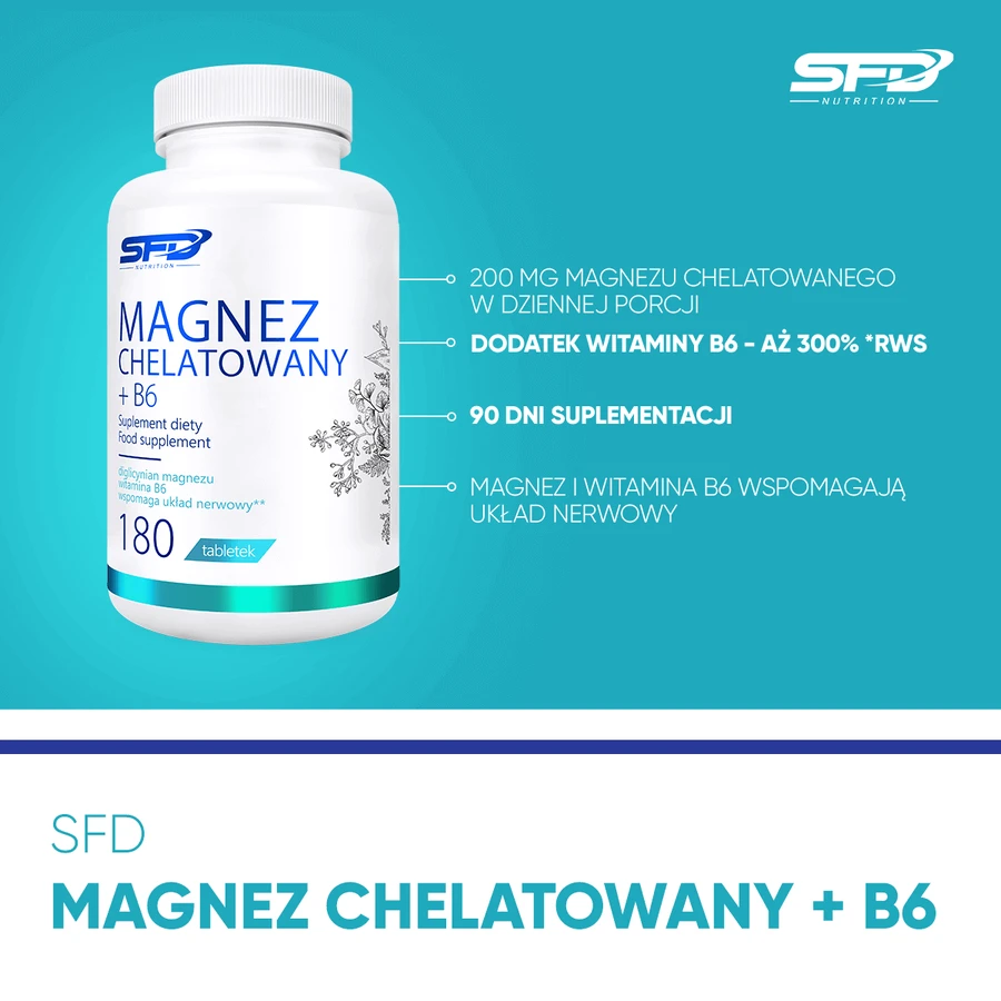 SFD Chelated Magnesium + B6, 180 tablets