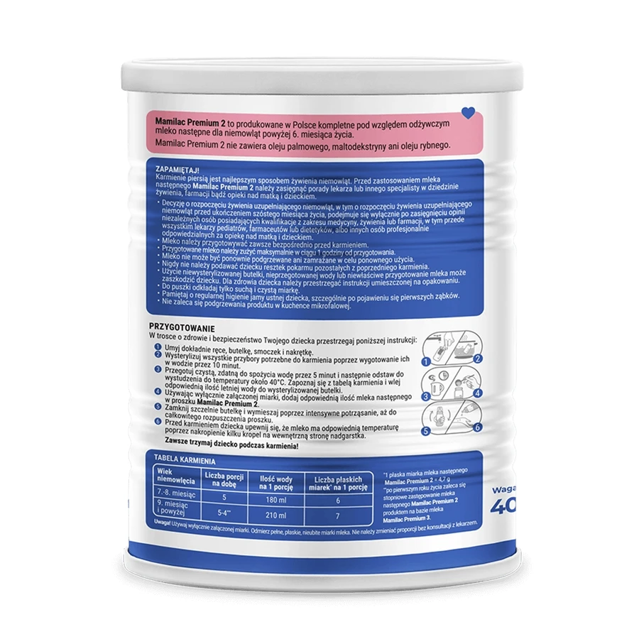 Mamilac Premium 2, lait de suite, plus de 6 mois, 400 g