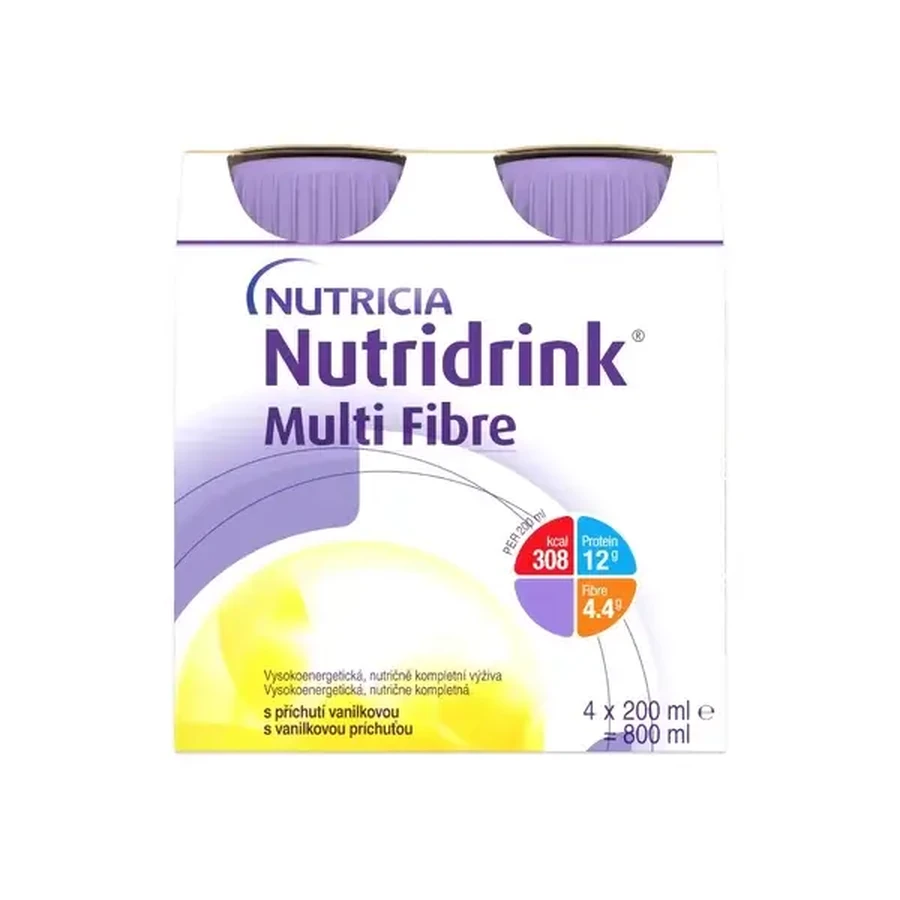 Nutridrink Multi Fibre vanilla flavor 4×200 ml, drink for medical use