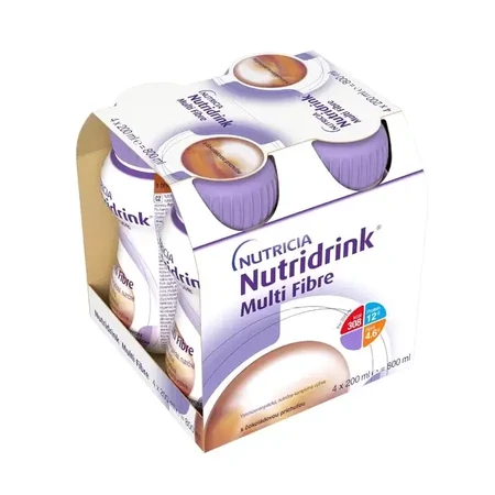 Nutridrink Multi Fibre chocolate flavour 4×200 ml, Getränk für medizinische Zwecke