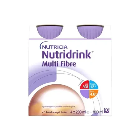 Nutridrink Multi Fibre chocolate flavour 4×200 ml, Getränk für medizinische Zwecke