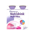 Nutridrink Multi Fibre goût fraise 4×200 ml, boisson à usage médical