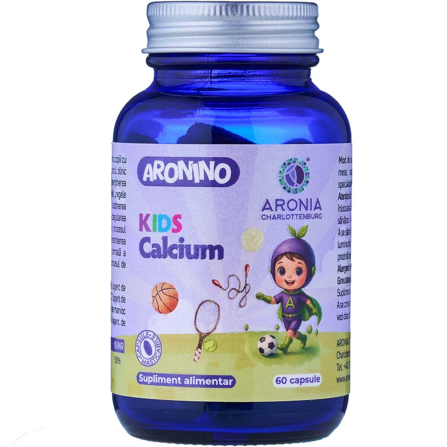 Aronino Kids Calcium - 60 Kaukapseln zur Unterstützung des harmonischen Wachstums und der Entwicklung von Kindern