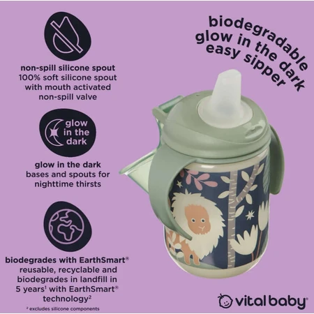 Nicht-auslaufende Tasse mit weicher Spitze 350ml Glow In The Dark Earthsmart Vital Baby