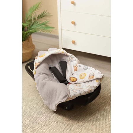 Couche en mousseline 90X90Cm Zodiac Grey Pour Siège Auto 0-13Kg