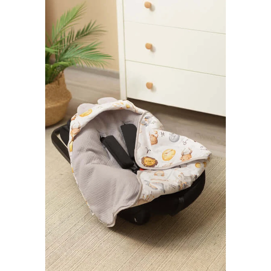 Couche en mousseline 90X90Cm Zodiac Grey Pour Siège Auto 0-13Kg