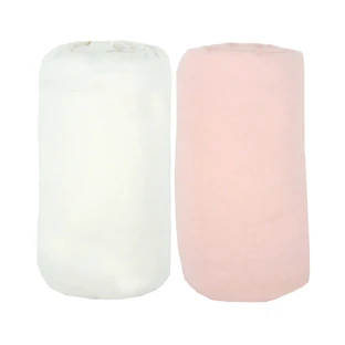 2 Laken 60X120cm 100% Baumwolle Weiß/Rosa Babycalin