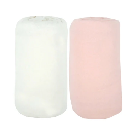 2 Laken 60X120cm 100% Baumwolle Weiß/Rosa Babycalin