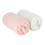2 Laken 60X120cm 100% Baumwolle Weiß/Rosa Babycalin