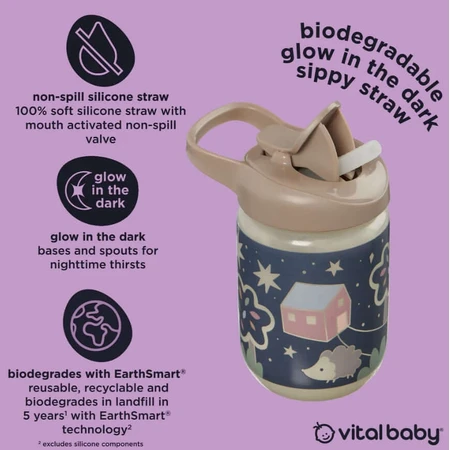 Tasse à paille anti-goutte 350ml Glow in the Dark Earthsmart Vital Baby