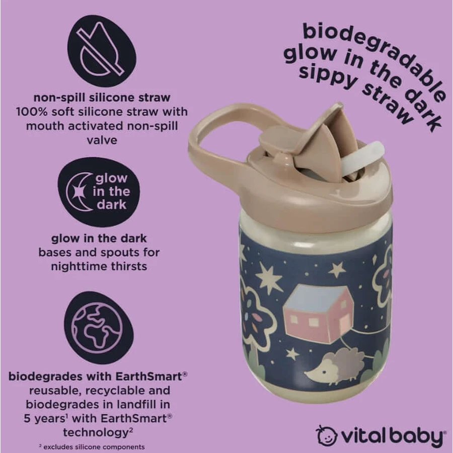 Tasse à paille anti-goutte 350ml Glow in the Dark Earthsmart Vital Baby