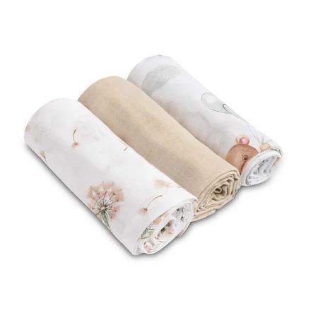 Pañales Muselina Oso Beige 3 Unidades 70X80 Sm
