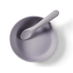 Silicone Vacuum Cup and Spoon Set Violet Vital Baby