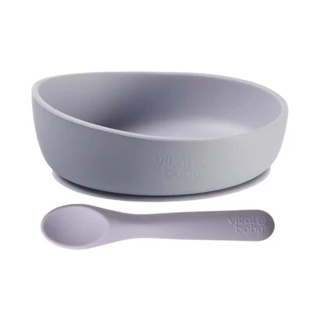 Silicone Vacuum Cup and Spoon Set Violet Vital Baby