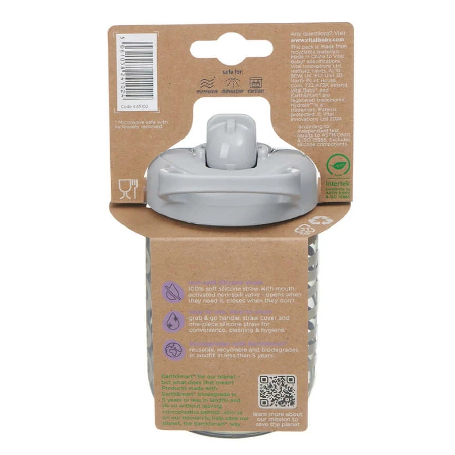Non Spill Cup With Straw 350ml Grey Earthsmart Vital Baby