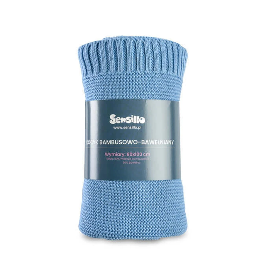 Bamboe en katoenen deken blauw 100X80