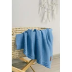 Bamboe en katoenen deken blauw 100X80