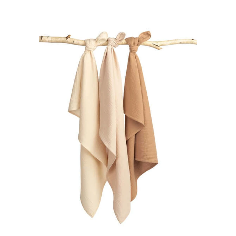 Mullwindeln Uniform Braun 3 Stück 60X80Cm