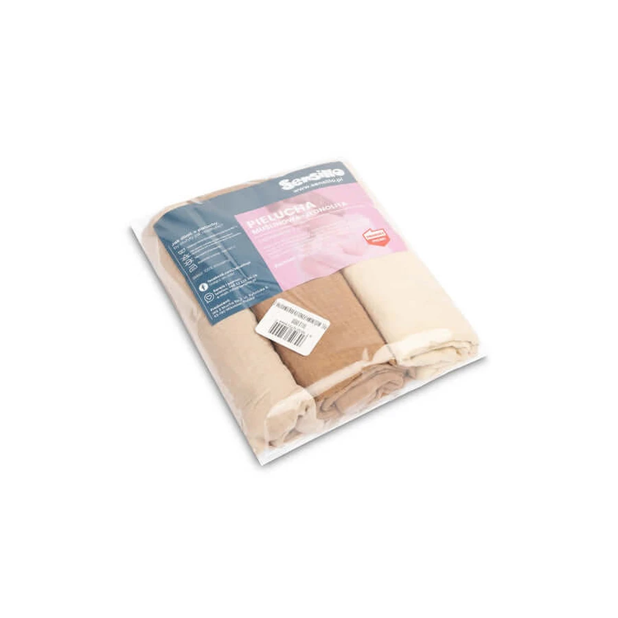 Mullwindeln Uniform Braun 3 Stück 60X80Cm