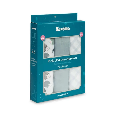Pañales Bambú 3 Piezas Erizo Azul 70X80 Sensillo