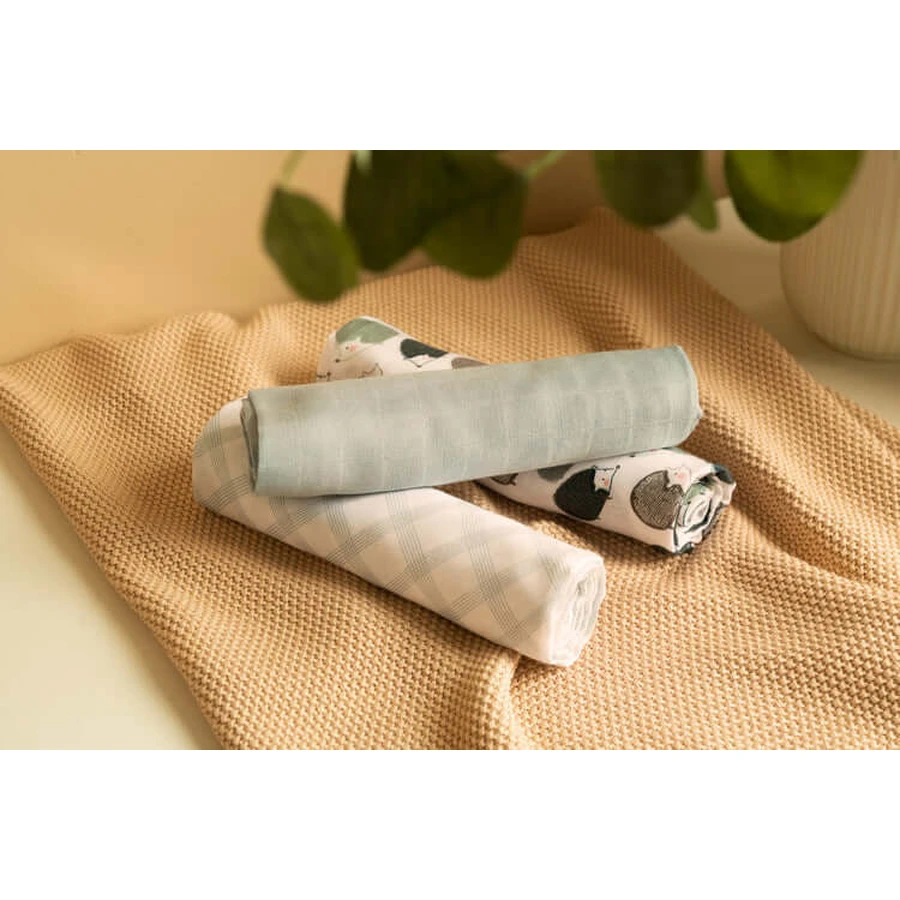 Pañales Bambú 3 Piezas Erizo Azul 70X80 Sensillo