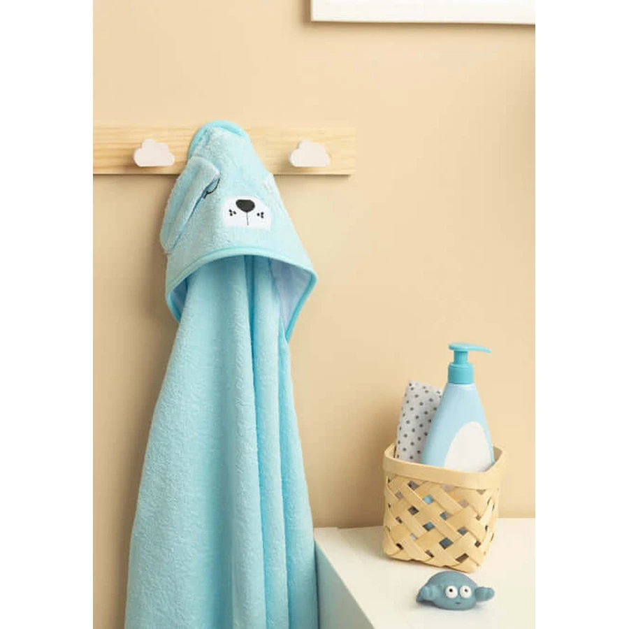 Babyhandtuch mit Kapuze 100X100 Sm Hund Blau Sensillo
