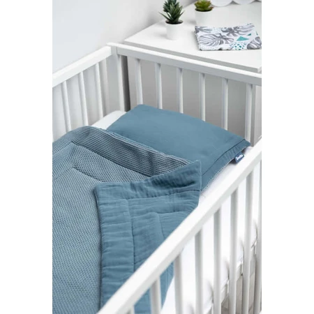 Musselin-Set für Bett oder Kinderwagen Blau